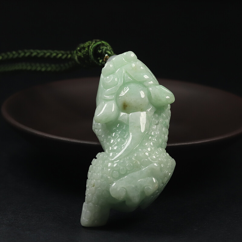 Certified Grade A 100% Natural Green Jadeite Jade Pendant Handmade Pixiu CF76907