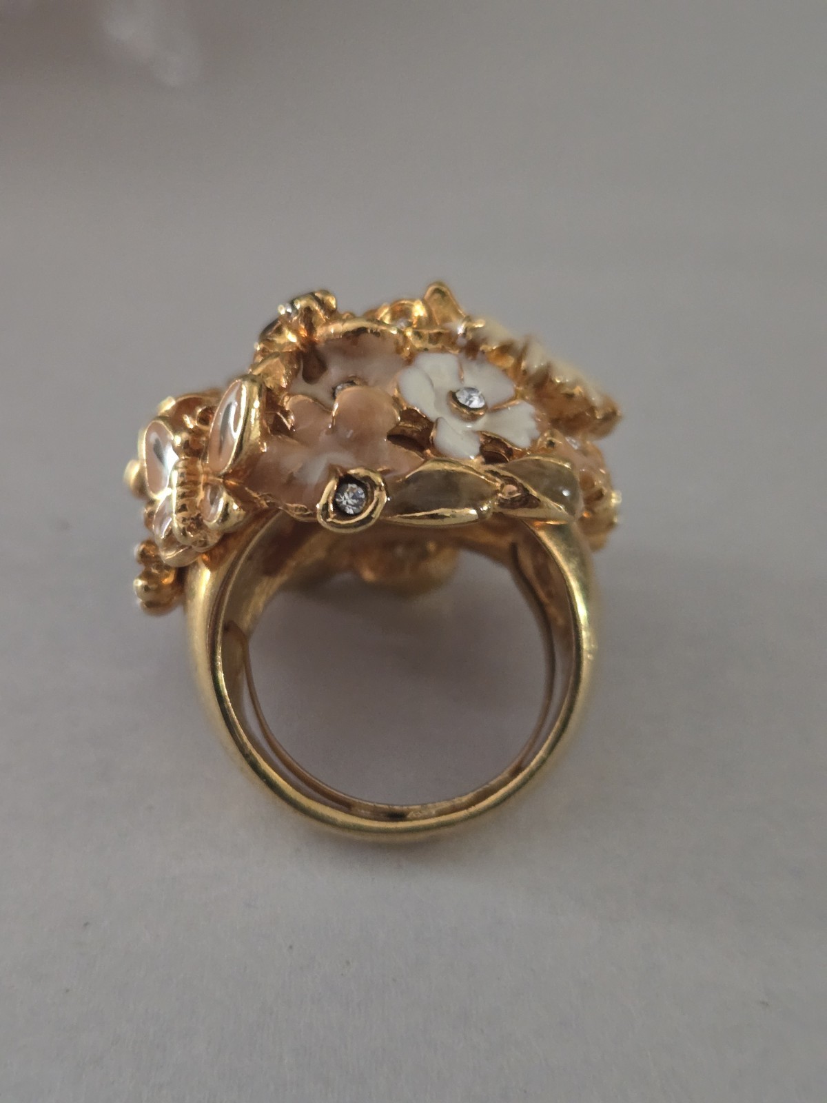 Kenneth Jay Lane Garden Party Floral Cuff Bracelet Ring Set Swarovski Crystal
