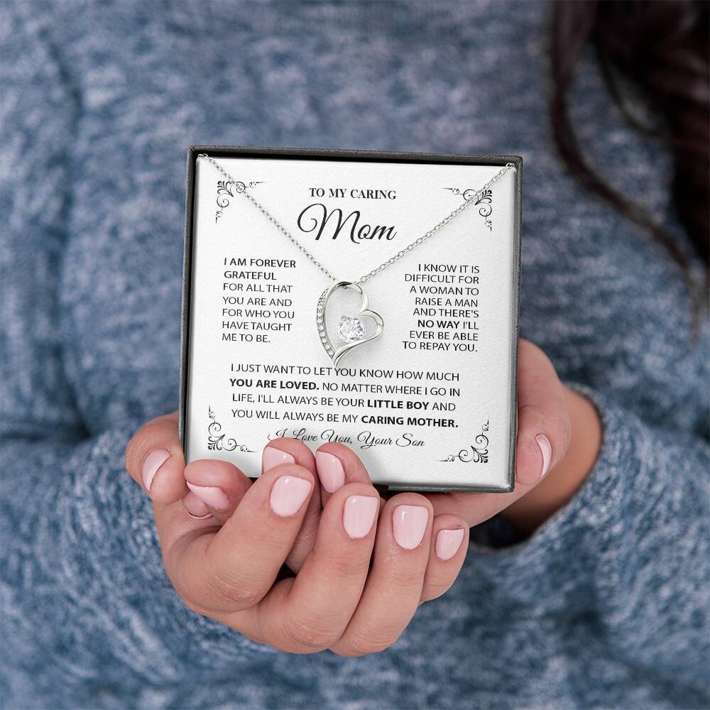 To My Caring Mum Necklace, Mother’s Day Gift from Son, Birthday Day Gift For Mum