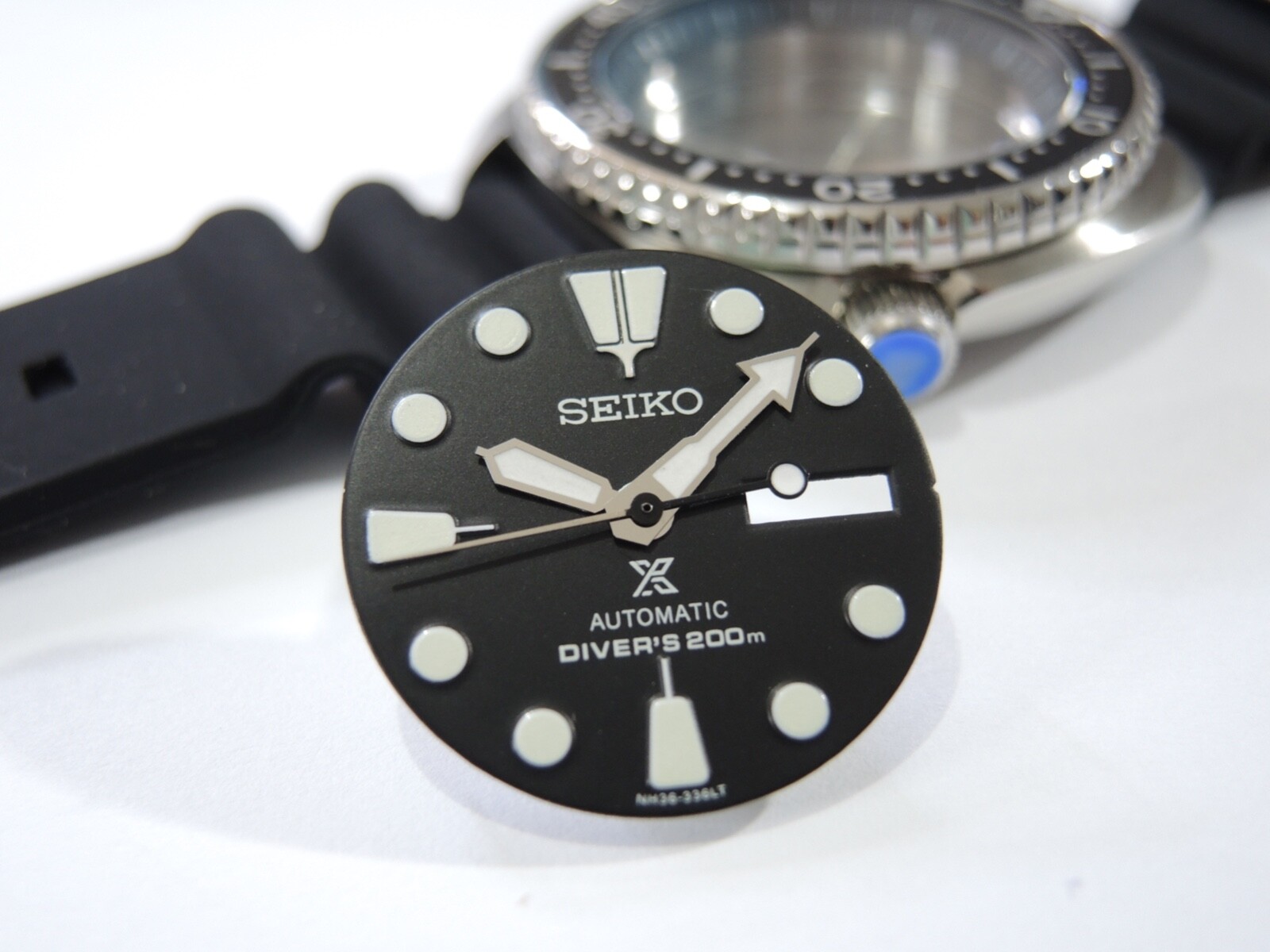 NEW STAINLESS A.M CASE KIT DIVERS TURTLE BLACK SRP777 AUTOMATIC 4R36-04Y0 WATCH