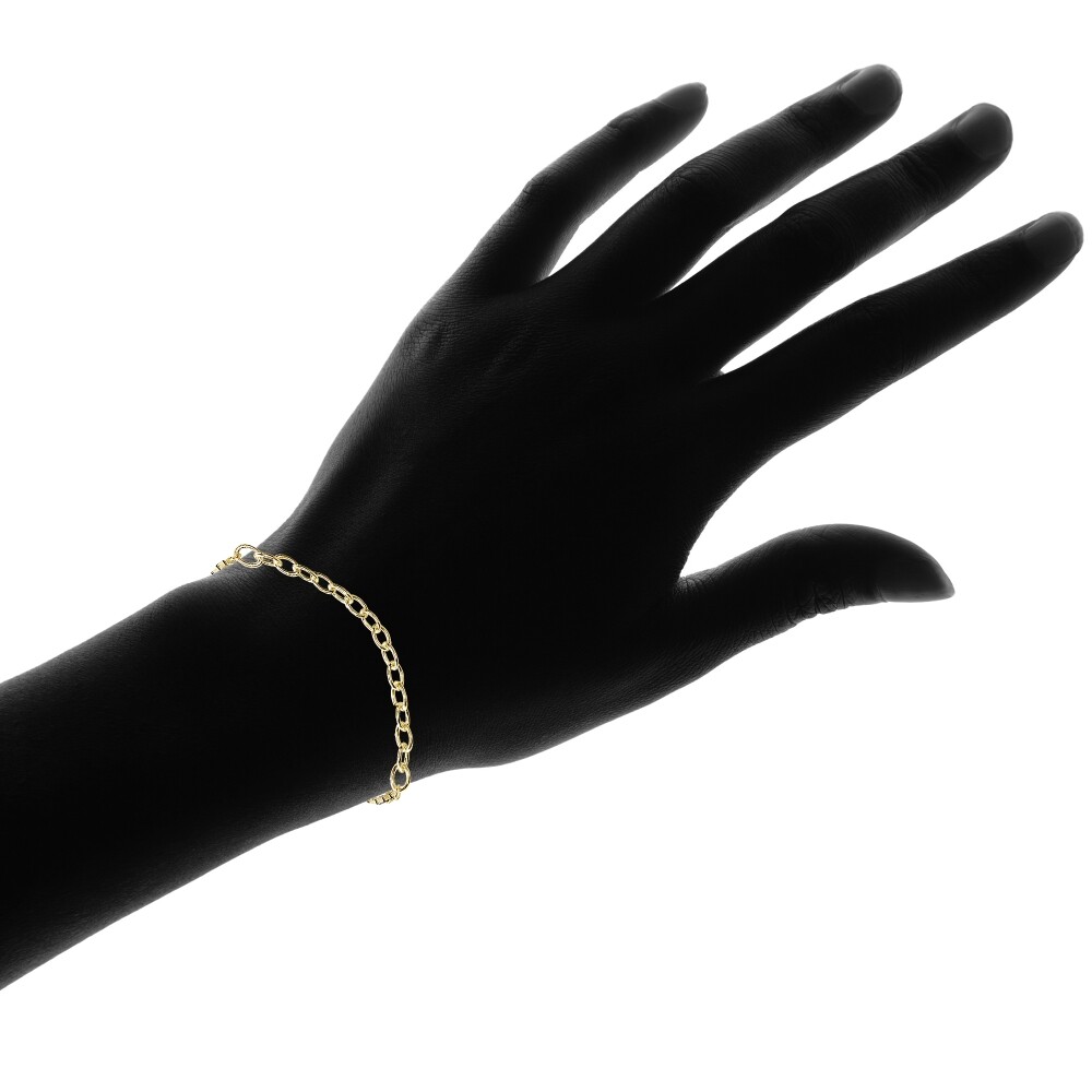 Pull-String Adjustable Gold Plated 925 Silver Charm Link Chain Bolo Bracelet