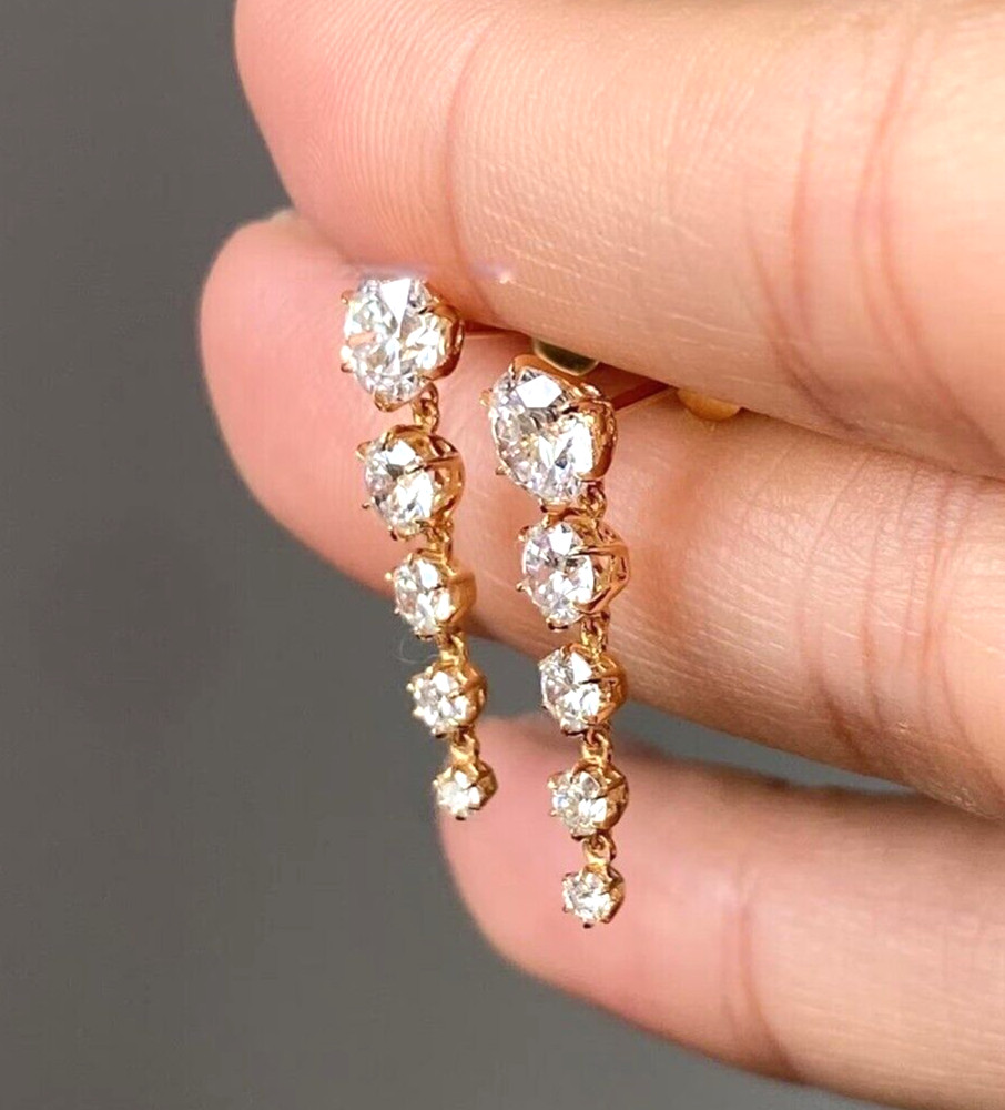 11.70 Ct Treated Certified Gorgeous Off White Diamond Dangler Earring.925 Silver
