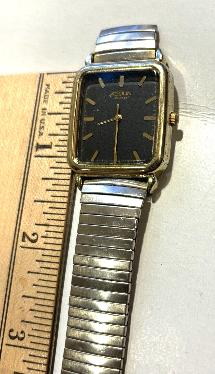Acqua watch men’s dress formal black gold tone bracelet runs fine – needs band