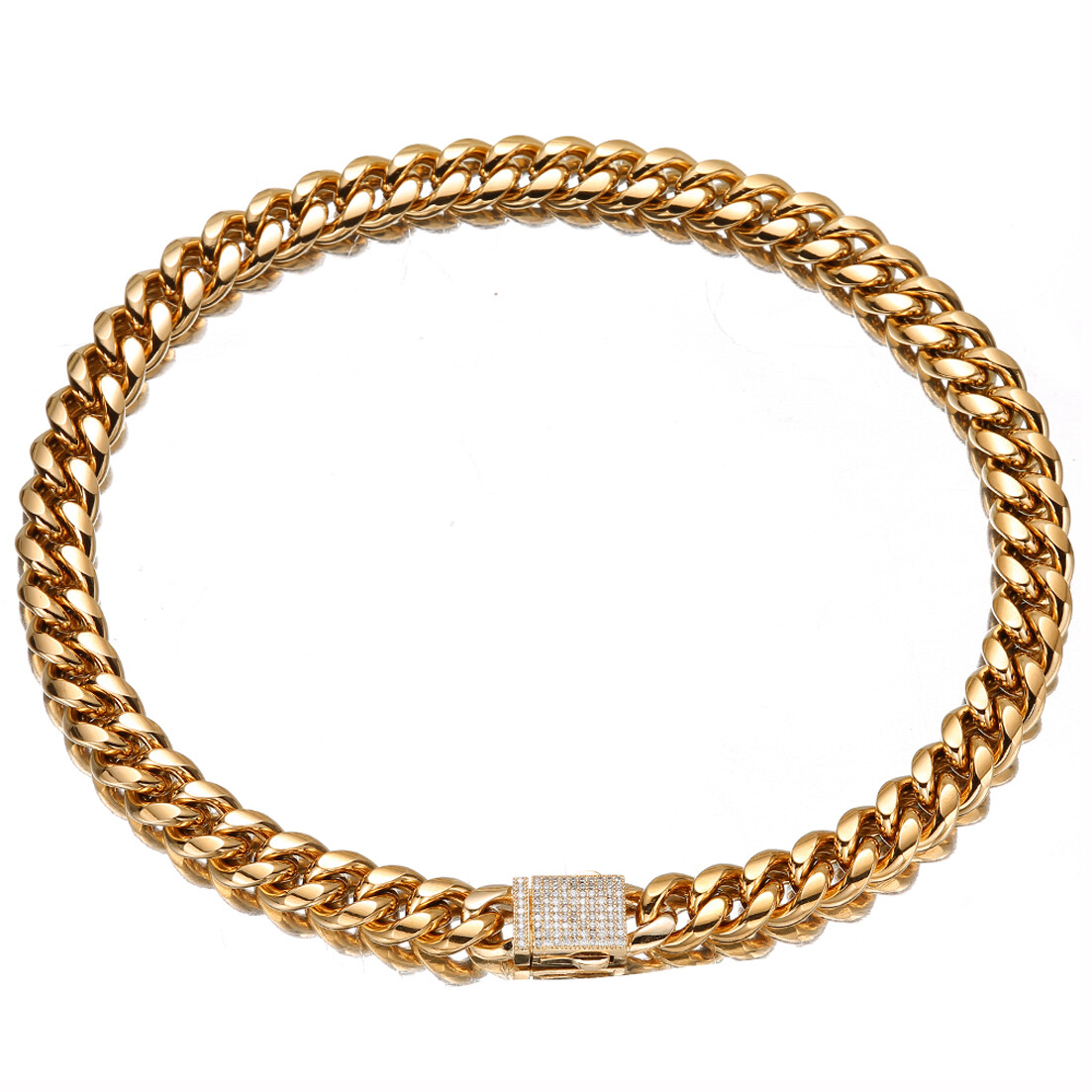 Men’s 18K Gold Plated Stainless Steel Curb Cuban LInk Chain Necklace 16-40inch