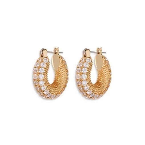 Luv Aj Womens Giselle Cubic Zirconia Ridged Mini Hoop Earrings Size OS New