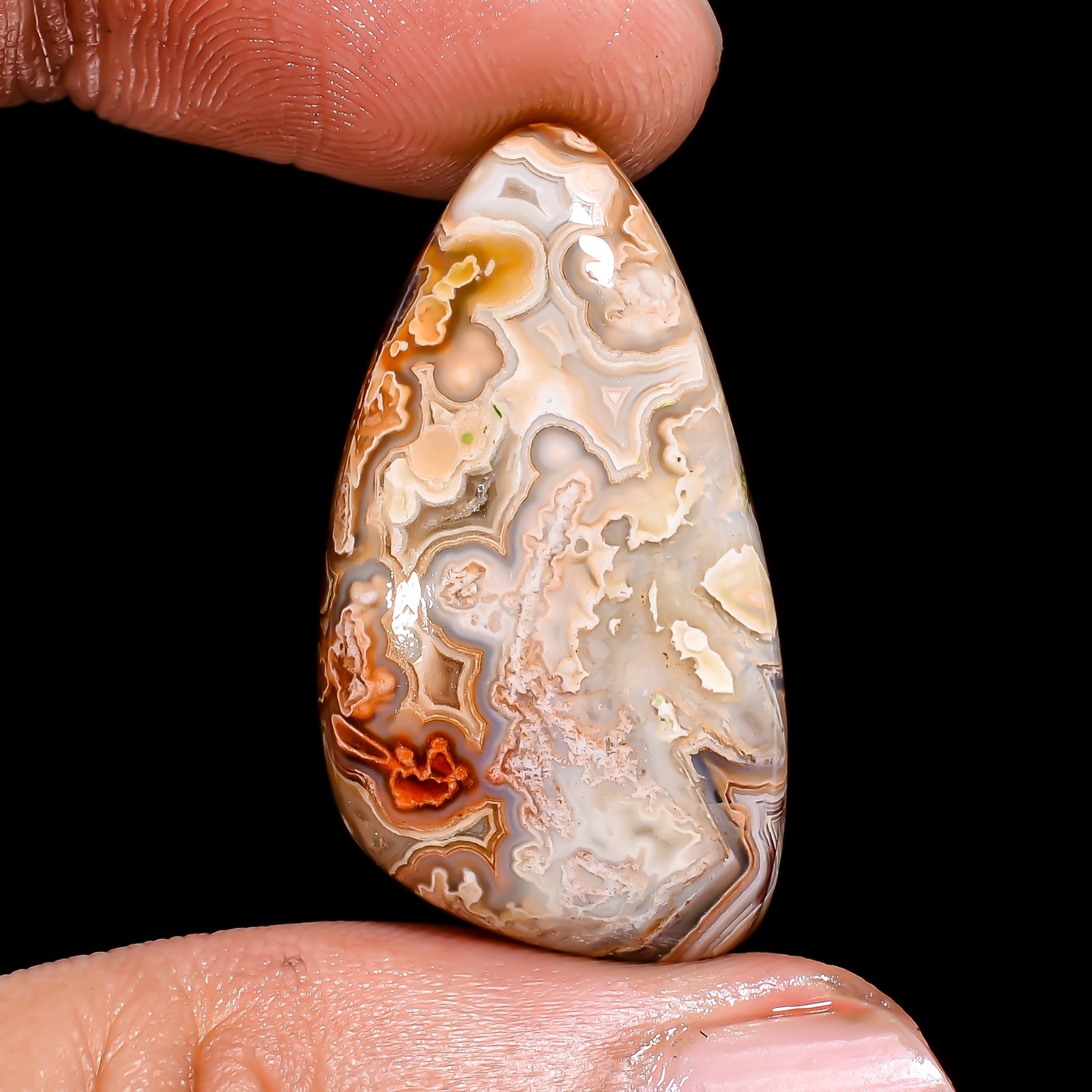 Natural Crazy Lace Agate Fancy Shape Cabochon Loose Gemstone 29X17X5 MM 20 Cts.