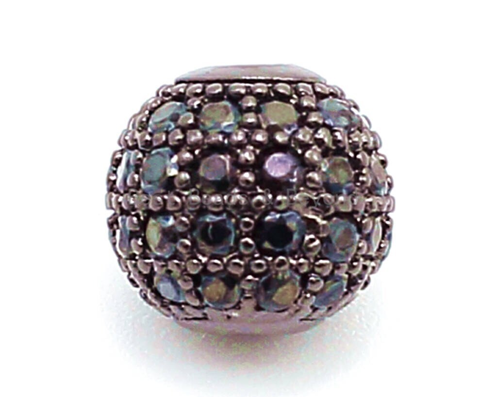 Black CZ Pave Ball Spacer Beads Charm/Pendant for Jewelry Making, 6/8/10/12mm