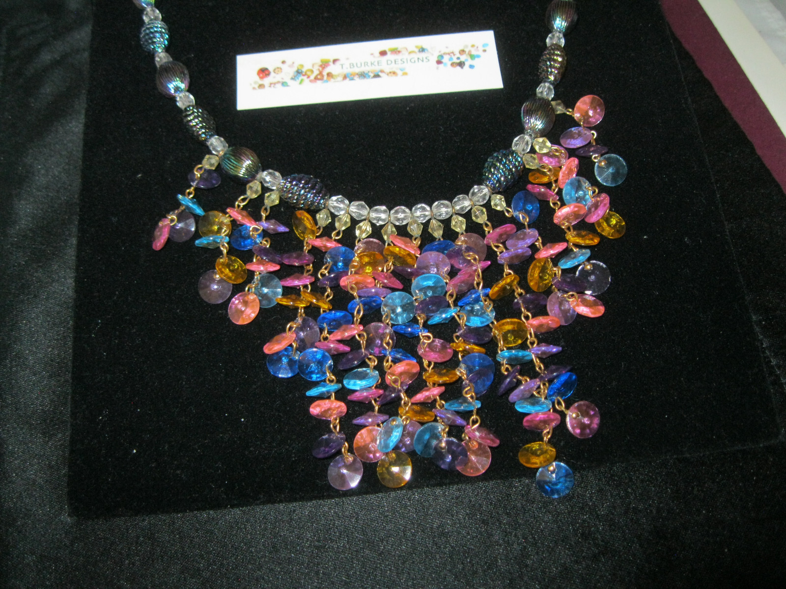 “VINTAGE ONE OF A KIND ASSORTED BEADED SPARKLING NECKLACE BY T. BURKE DESIGNS”
