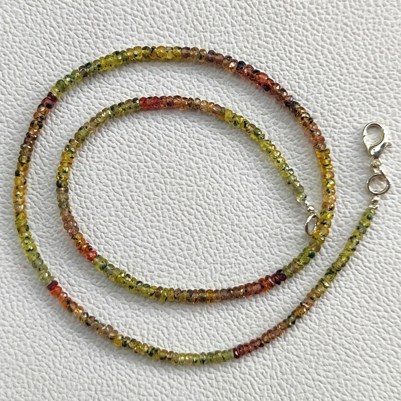 Songea 3.5mm Multi Sapphire Faceted Rondelle Gemstone Beads Necklace 17″