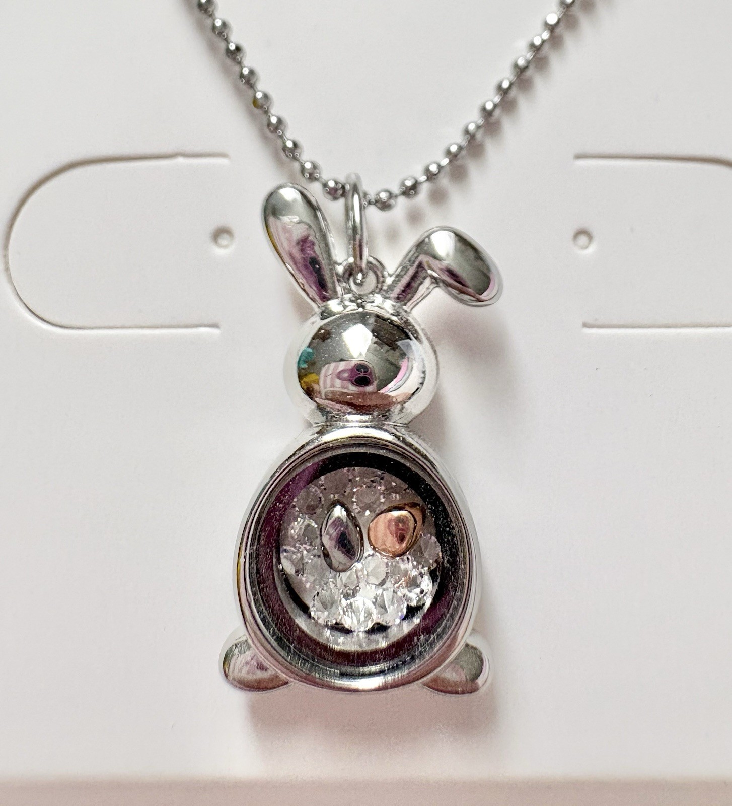 Origami Owl LK1106 Silver Bunny Capsule Locket Stardust Charms Chain New HTF