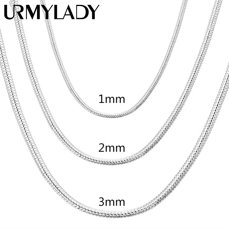 Men&Women’s 925 Sterling Silver Tarnish-Free Italian Snake Chain Necklace 16-24*