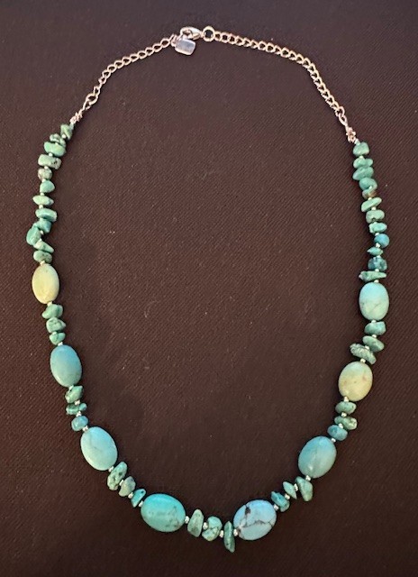 Signed RLL Vintage, Authentic, Turquois 21-1/2 Inch Necklace 8 Lg. 45 Sm. Beads