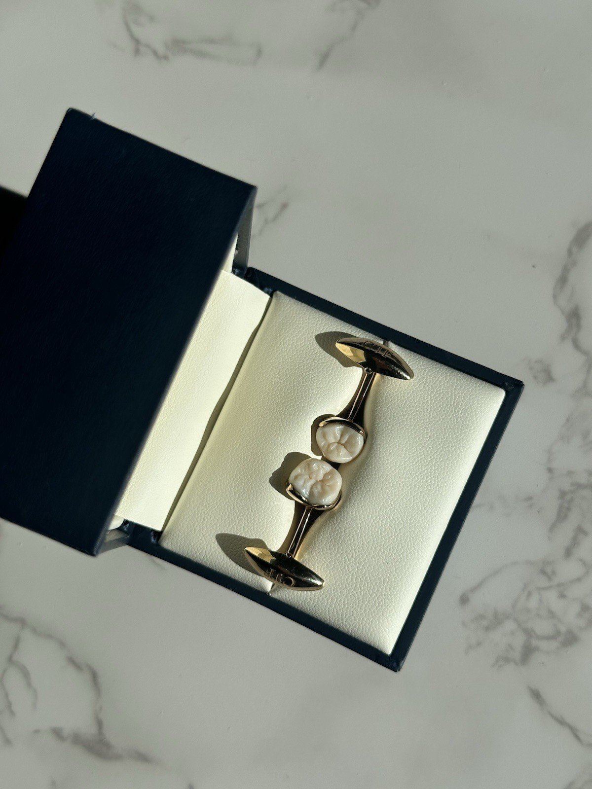 Tenenbaum Jewelers Custom Unique 14K Gold Real Teeth Cufflinks
