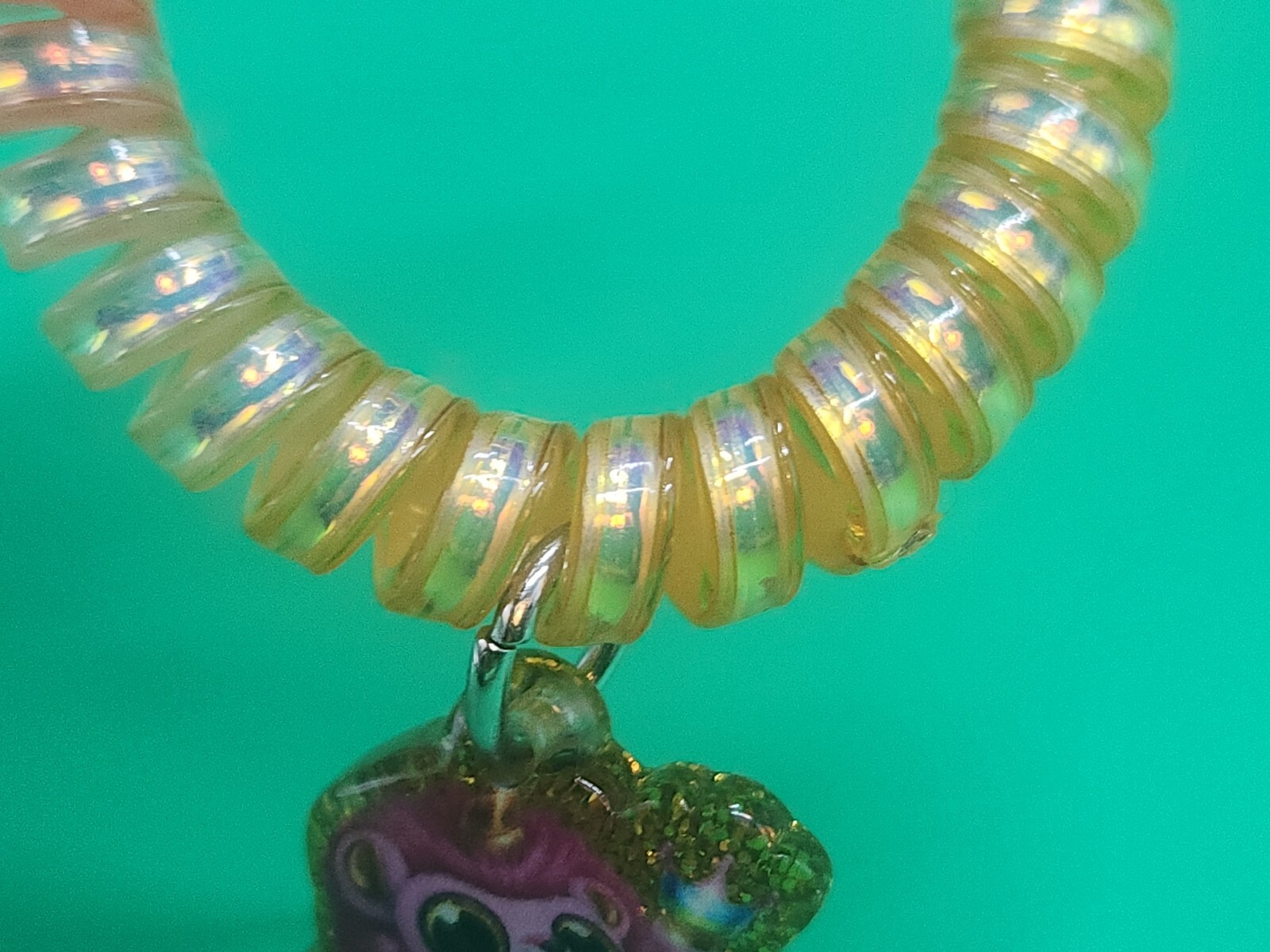 Rainbocorn Pink Lion Elastic Stretch Coil Cord Bracelet Charm Pendant Keychain