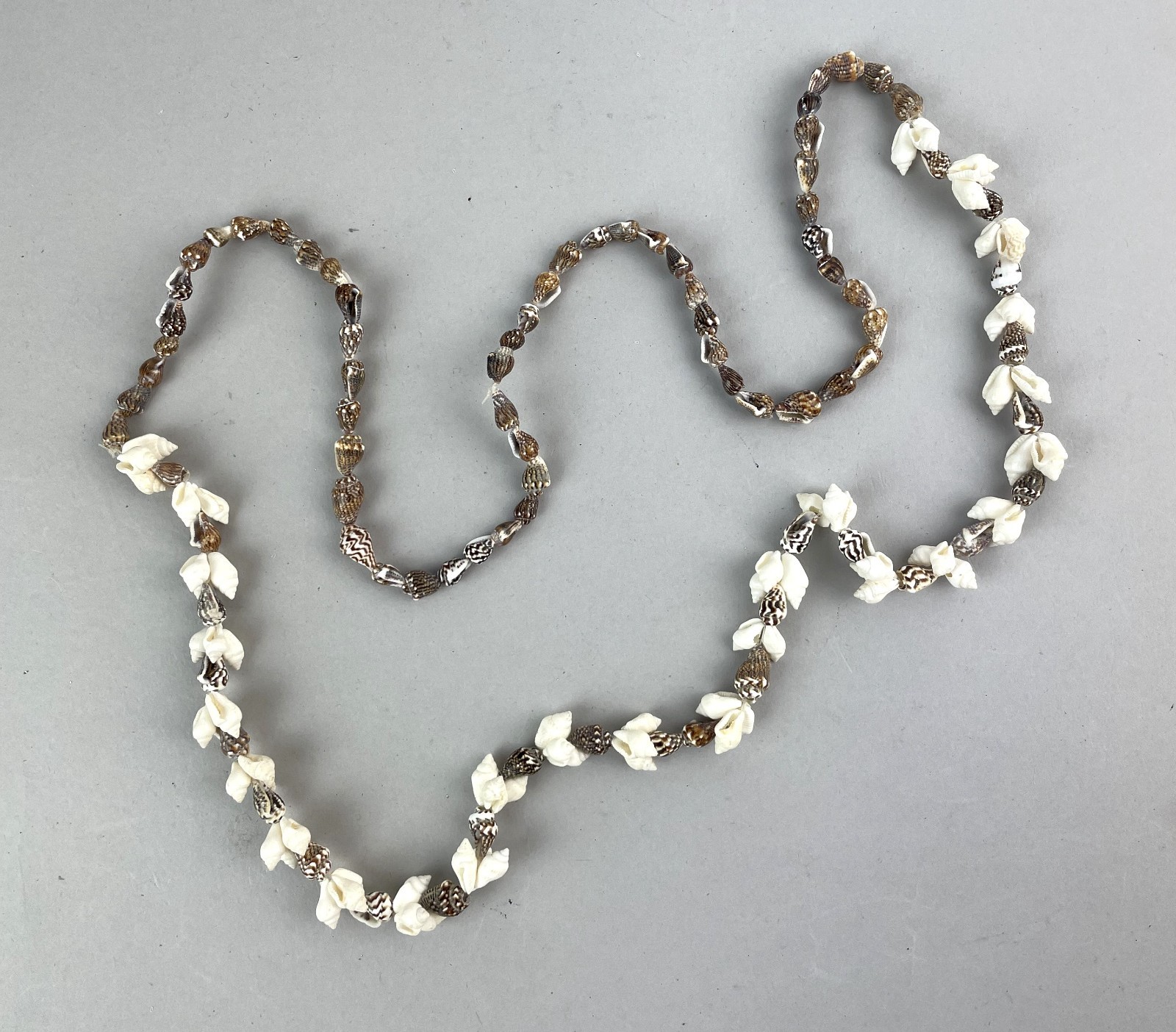 Vintage strand Cowrie Shell Necklace, 34″ long length 1990s-early 2000s UNISEX