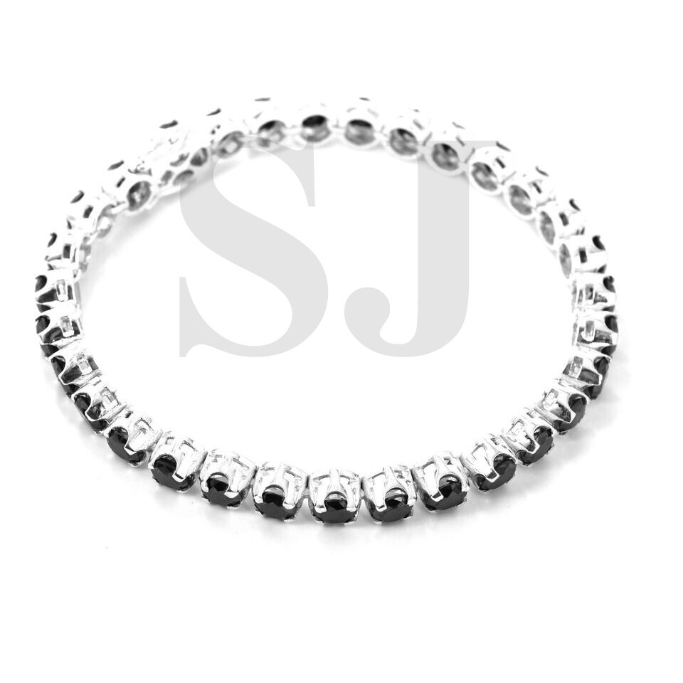 5 mm Black Diamond Tennis Bracelet 23 Ct, 925 Silver, Great Luster, Unisex Gift