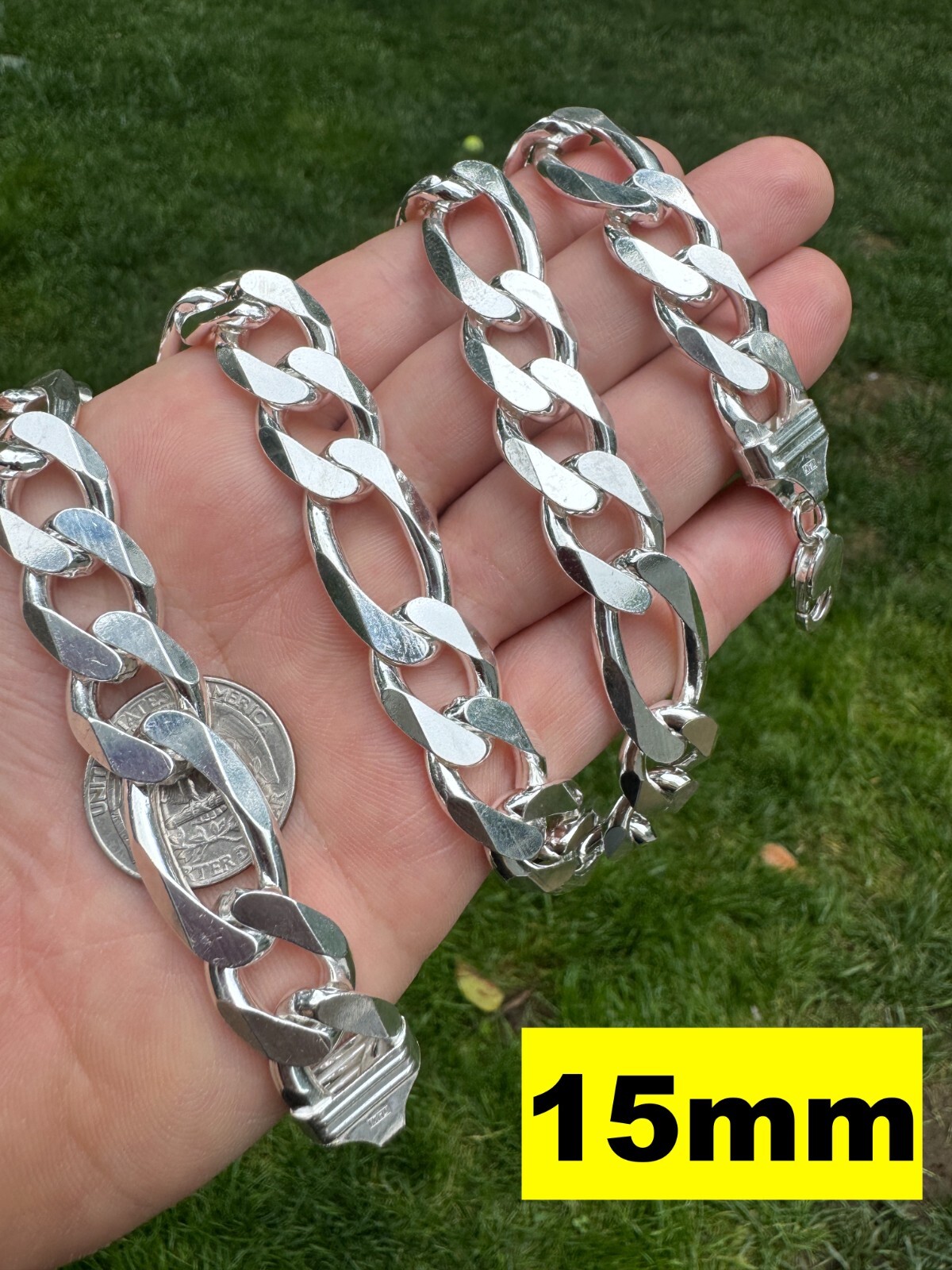 Cadena o Pulsera Figaro de Plata Esterlina 925 Sólida 2.5-15mm Hecha en Italia