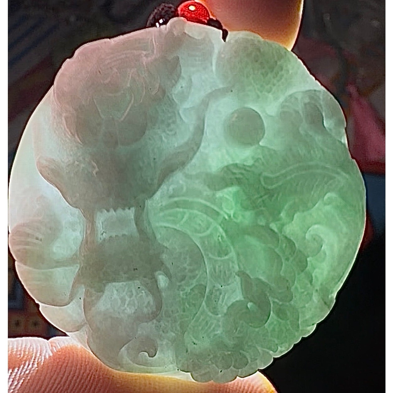 Certified Natural Type A Jadeite Foo Lion Medallion Pendant 77.46 g