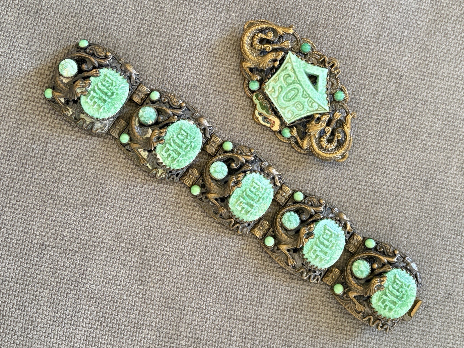 Rare Max Neiger dragon bracelet brooch set