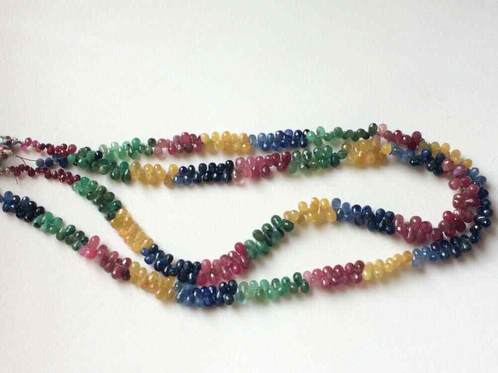 2×3 mm-3×5 mm Multi Precious Gemstones Faceted Teardrops, Natural Sapphire