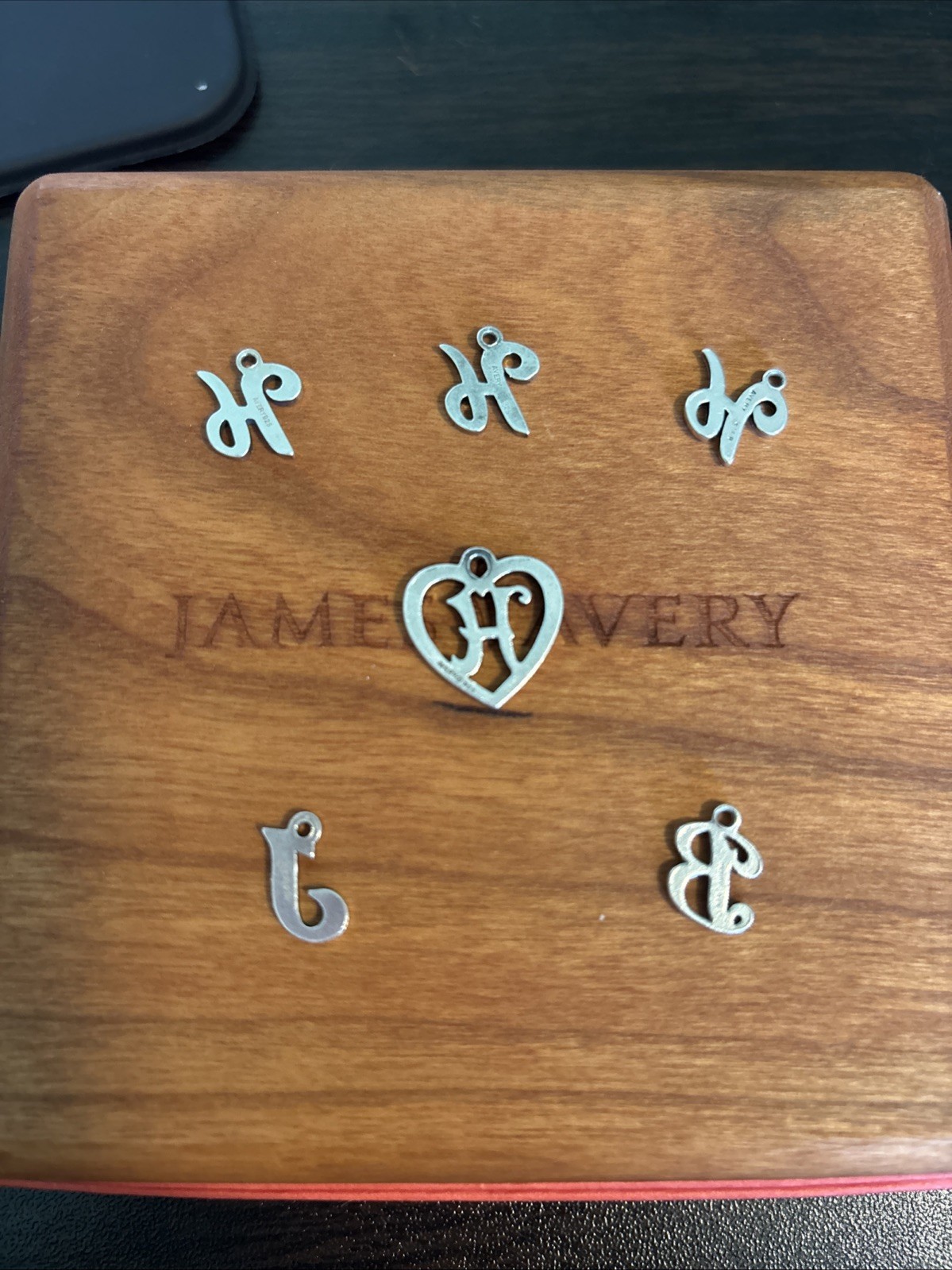 James Avery Script Charms and Heart with The Letter H All Sold Separate 925 SS
