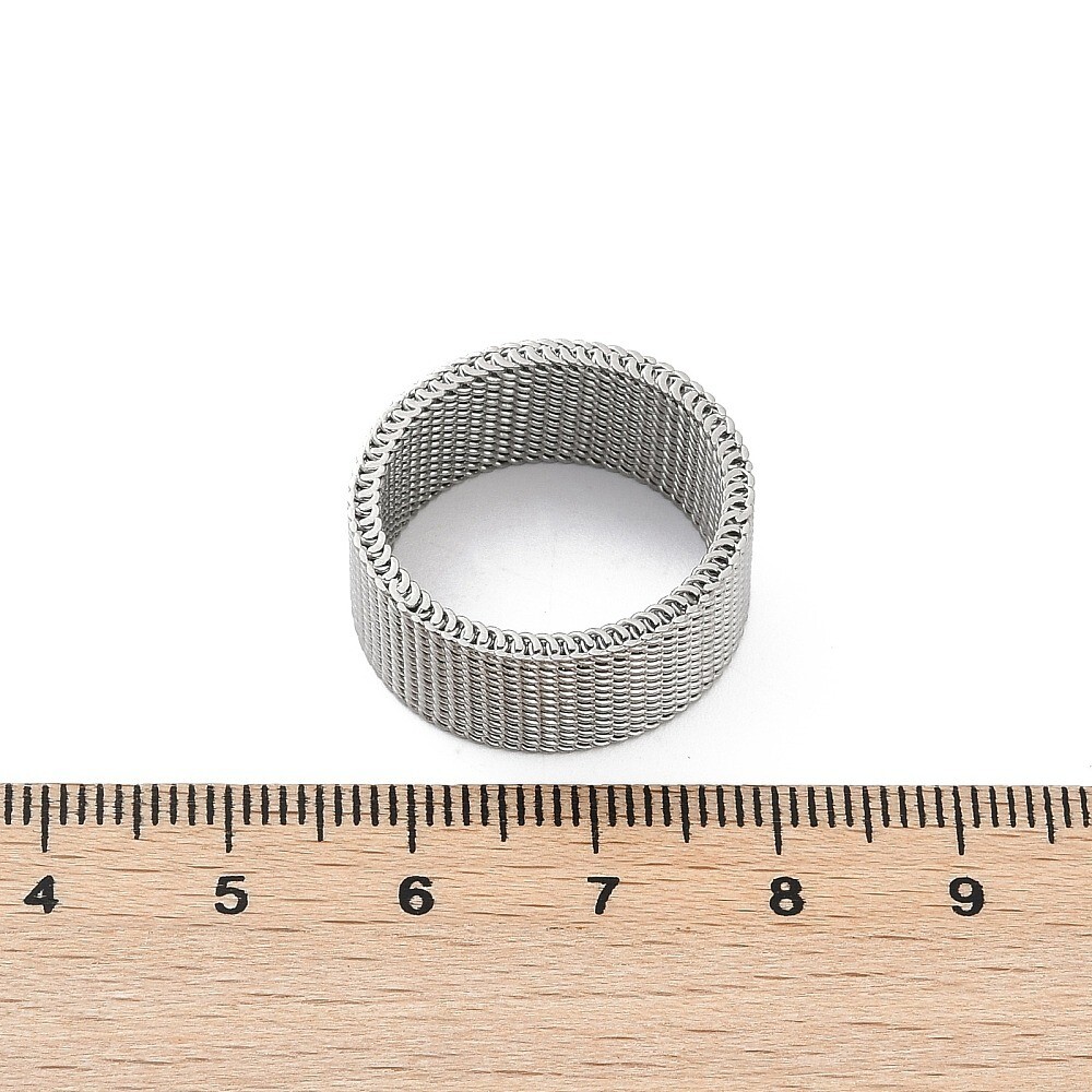 10MM Stainless Steel Braided Mesh Ring Flexible Wide Band Plain Non-Tarnish R64