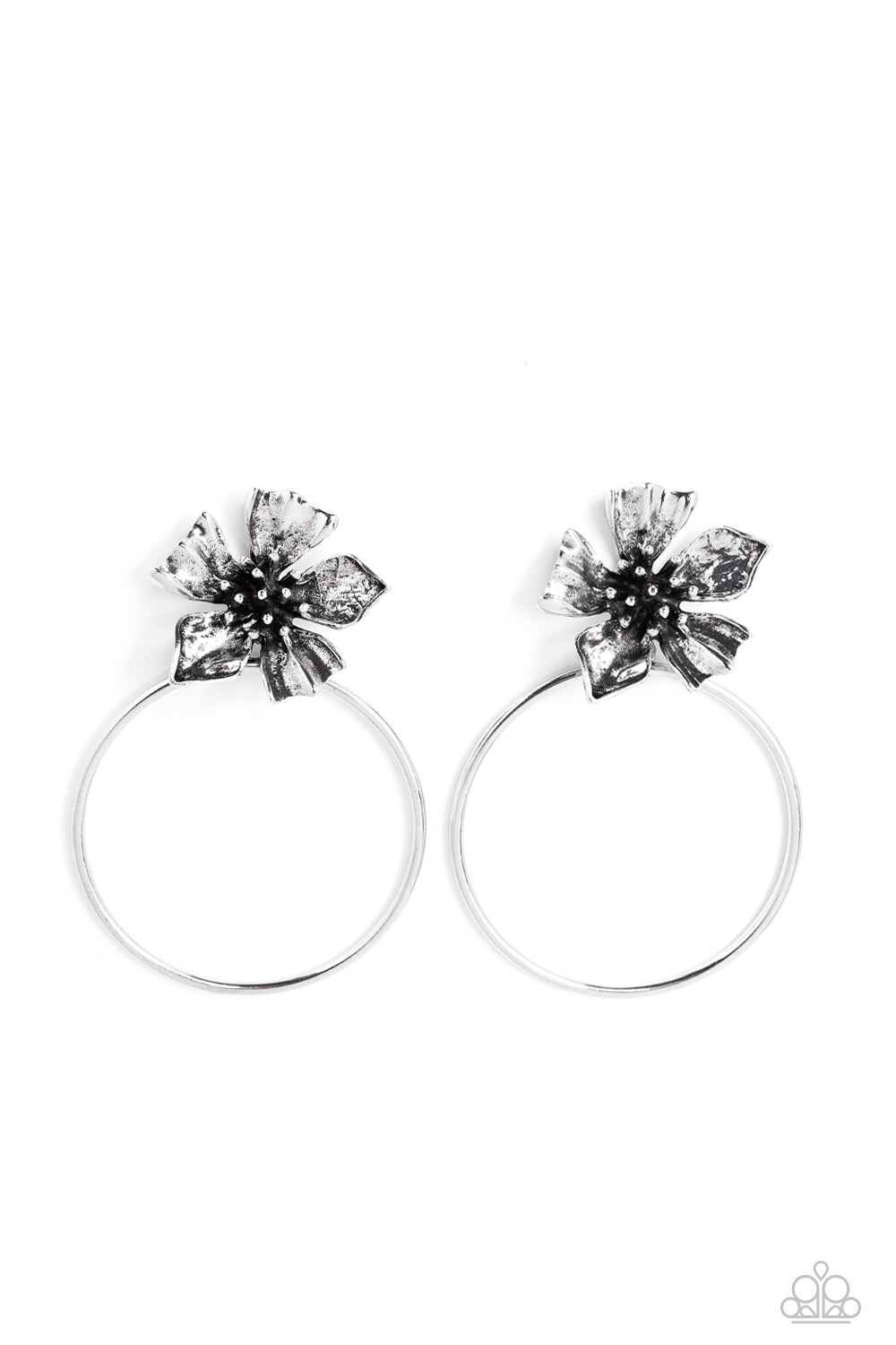 Paparazzi jewelry Buttercup Bliss Silver Flower Hoop Earrings NEW