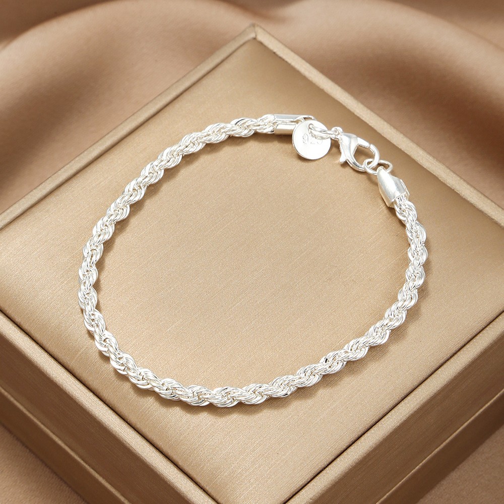 Women’s 925 Sterling Silver Bracelet Size 8 Inches 4MM lobster Unisex Gifts 1pc