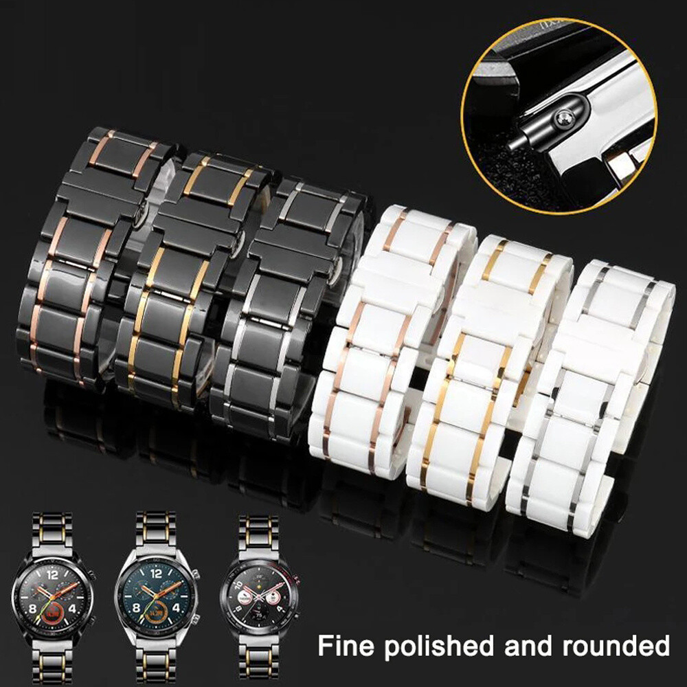 16mm 18mm 20mm 22mm Ceramic Replacement Watch Band Strap Metal Wrist Bracelet