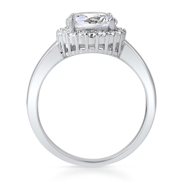 2.30 CTW Sterling Silver High End 5A Flawless CZ Halo Engagement Ring
