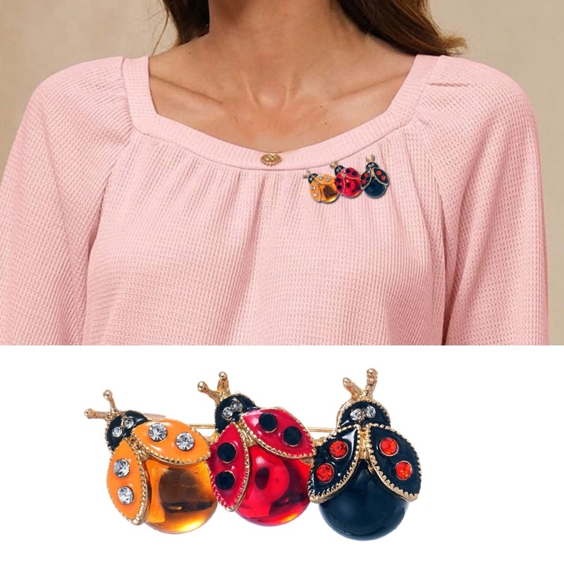 Stylish Lightweight Zinc Alloy Ladybugs Brooch Set For Fashion Accessories Gift