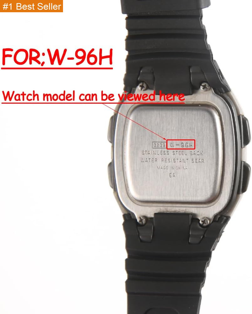 Replacement Watch Strap Band Compatible with Casio Men’S W-96H W96H-1BV Sport Wa
