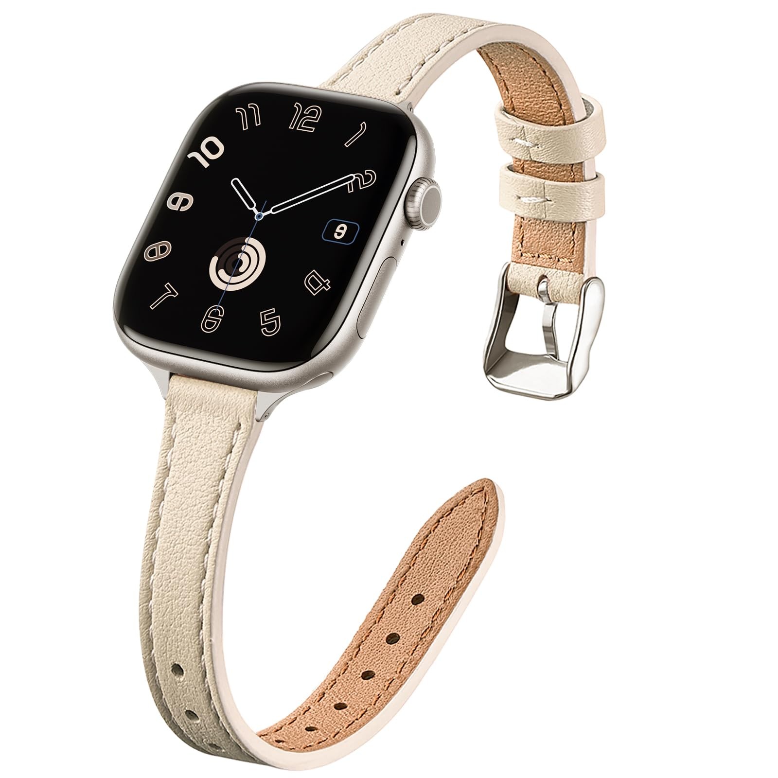 STIROLL Slim Leather Bands Compatible with Apple Watch Band 38mm 40mm 41mm 42…