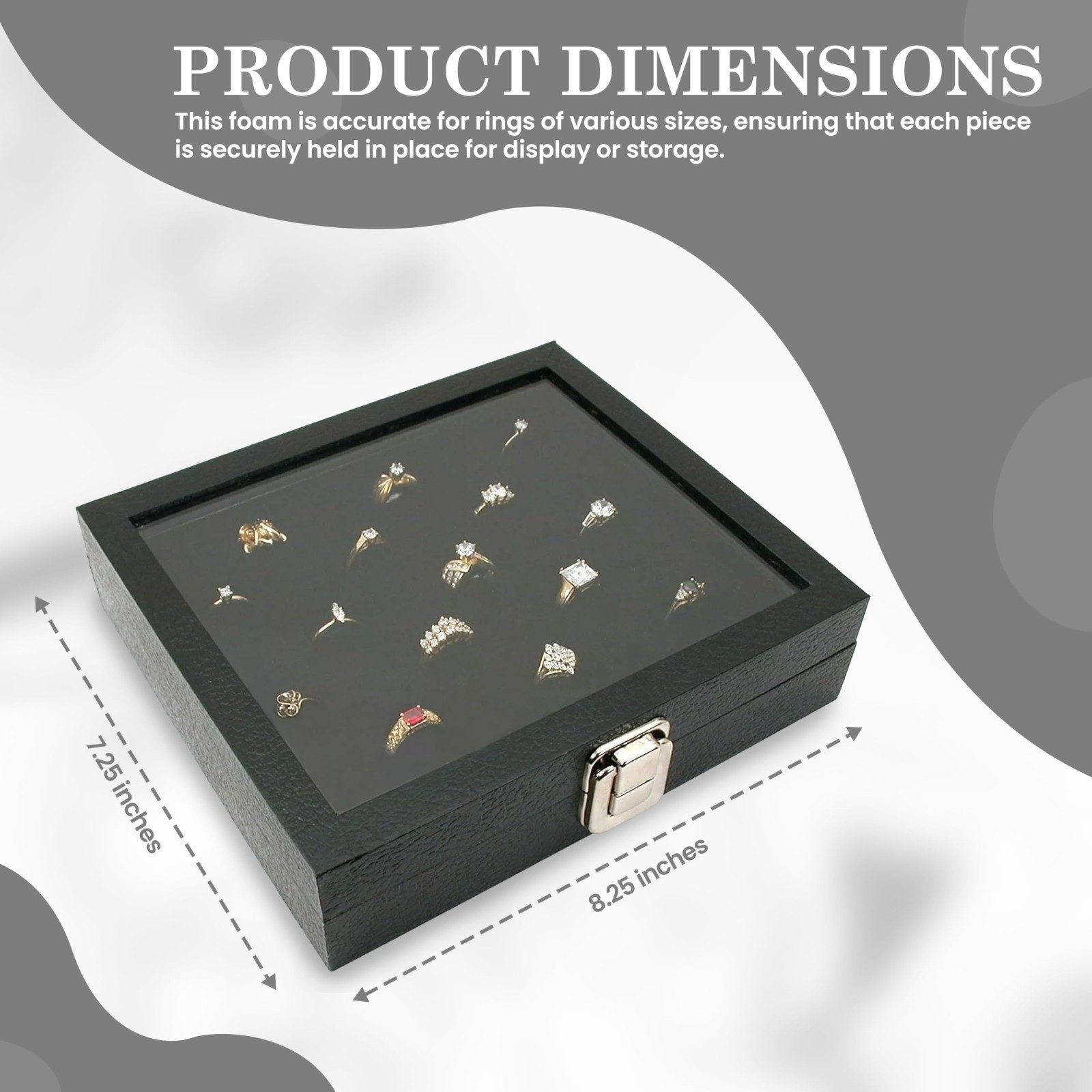 Novel Box Black Velvet Half Size 36 Ring Jewelry Tray Foam Jewelry Tray Insert