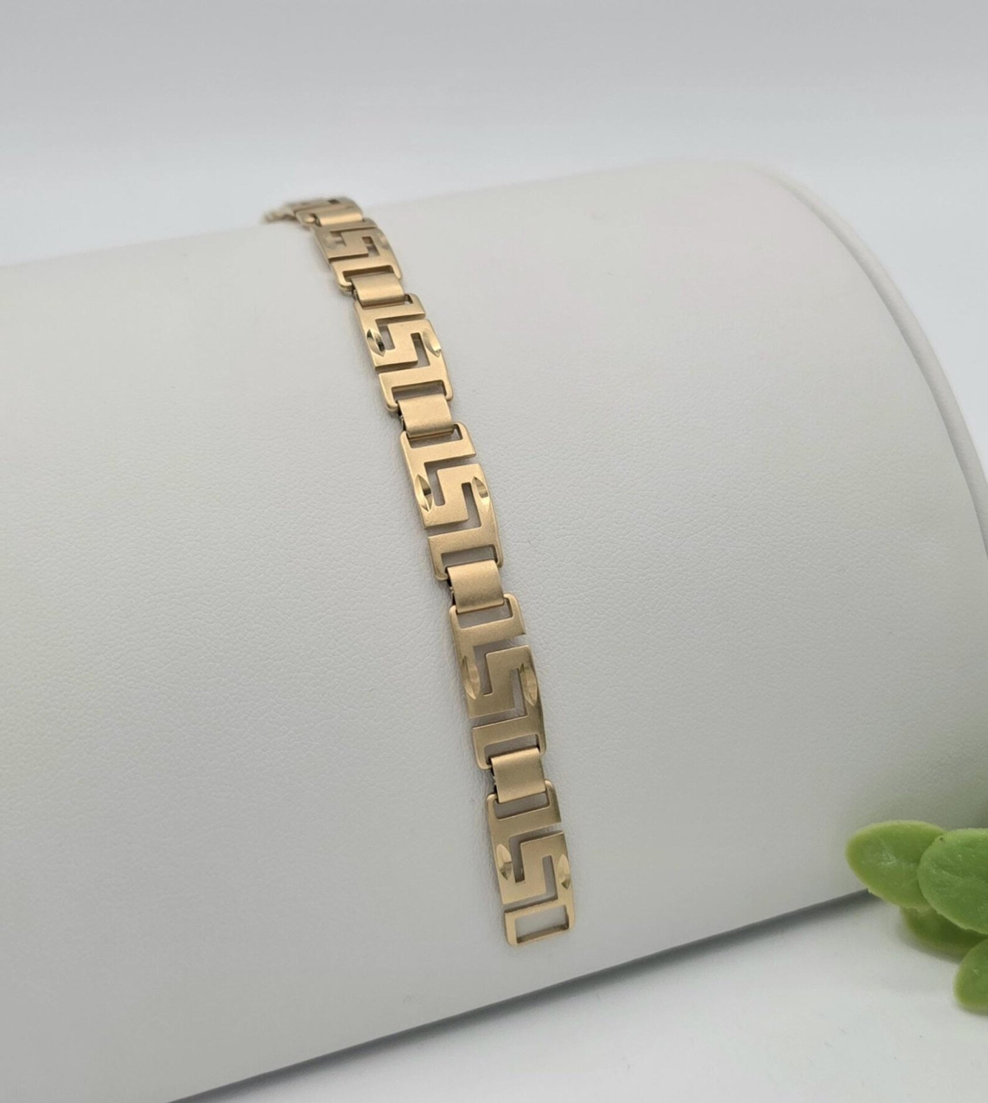 Gold Greek Key Bracelet, Ladies Greek Key Bracelet, 14k Heavy Plated Gold