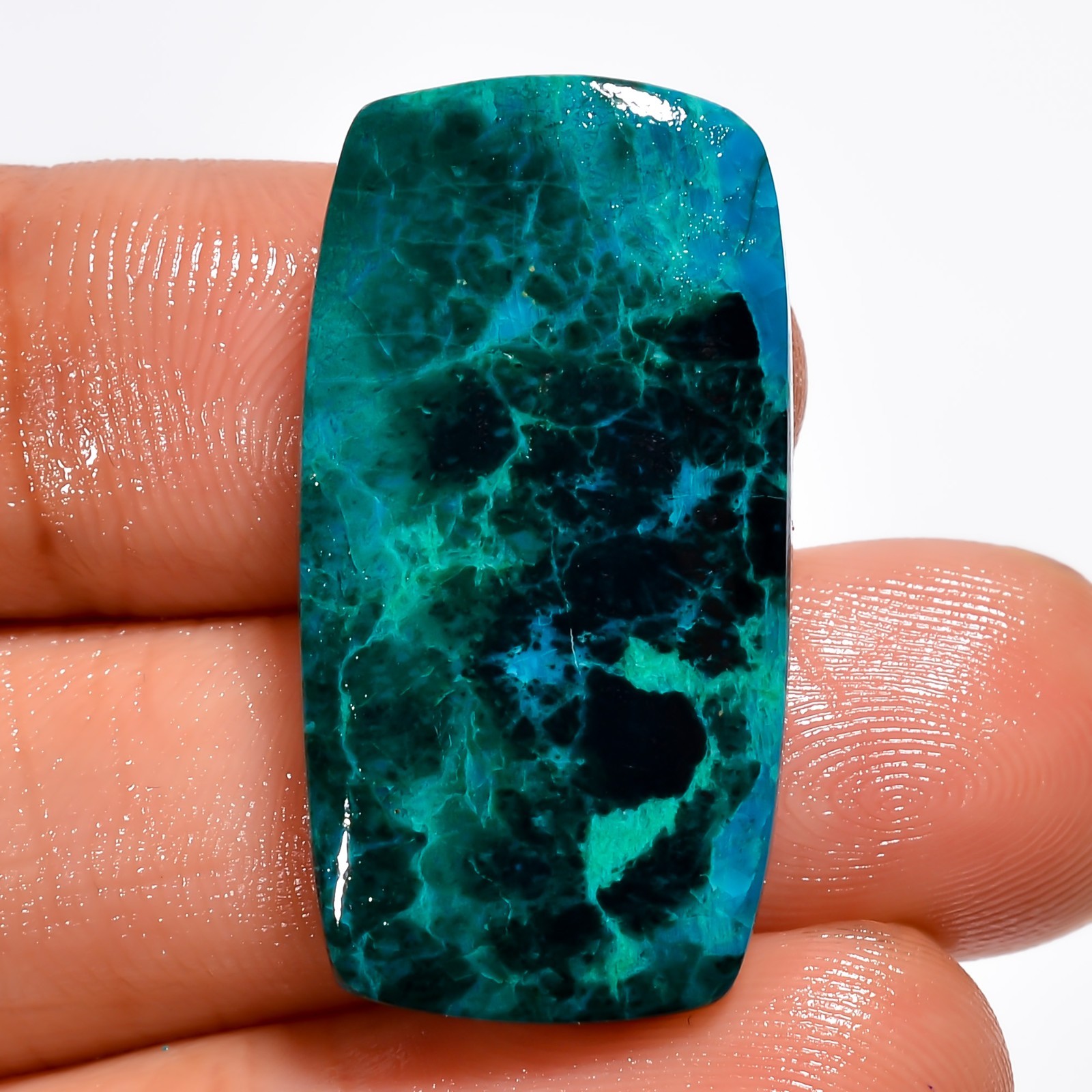 25.5 Ct Natural Chrysocolla Radiant Shape Cabochon Loose Gemstone 28X15X4 mm