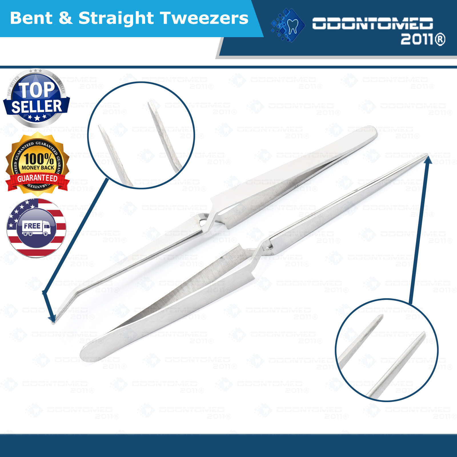 Cross Lock Tweezer Set of 2 – Bent & Straight Self Closing Holding Tweezers ODM