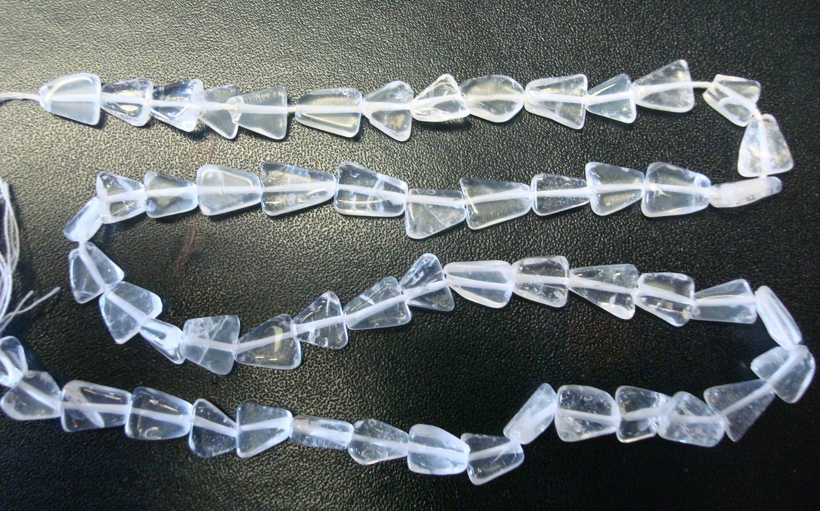 Crystal Quartz natural stone triangle bead 14in strand approximately 40pcs SB004