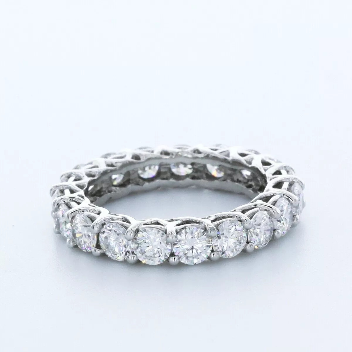 Eternity Wedding Ring Solid 14K Gold Trellis Round 5.80 CT Natural Diamond F SI1