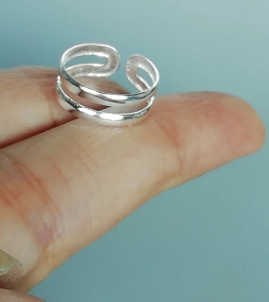 Christmas Women’s Gift Solid Metal Adjustable Double Band Toe Ring 925 SS
