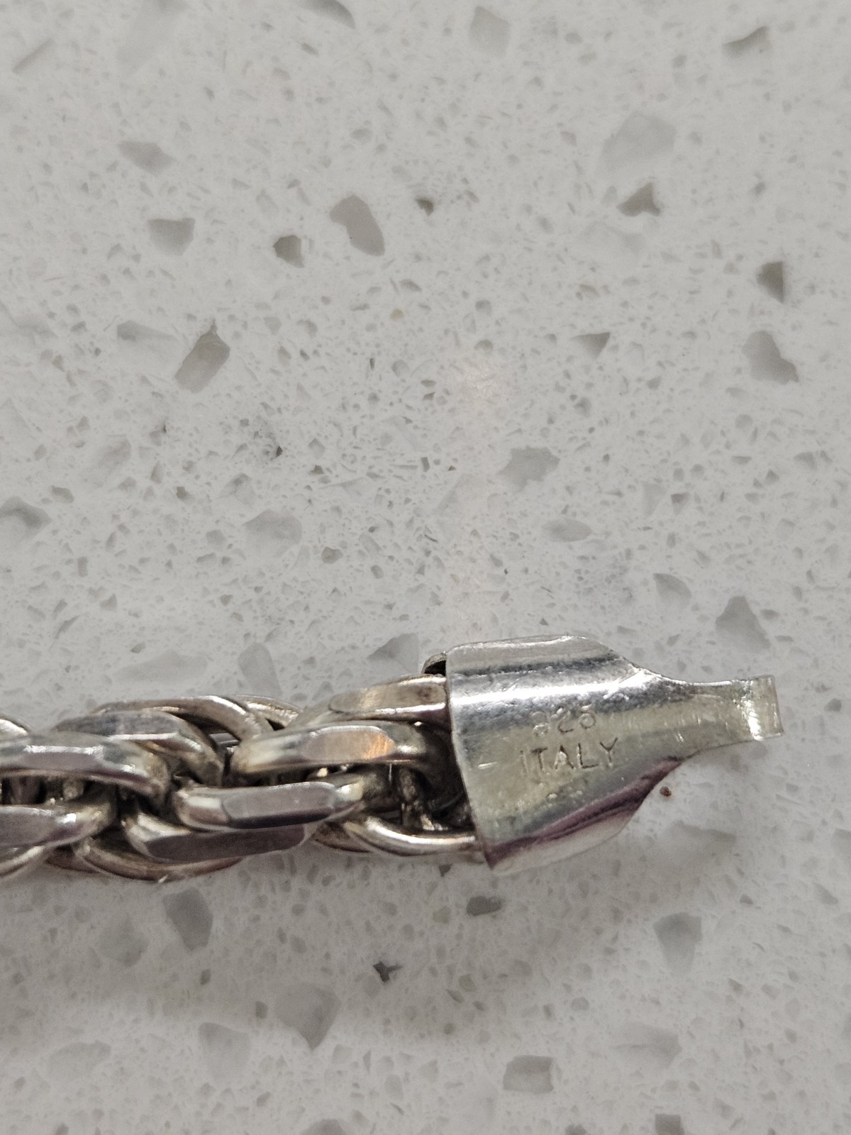 925 Sterling Silver Rope Chain Bracelet 7.5in Lobster Clasp Italy Signed
