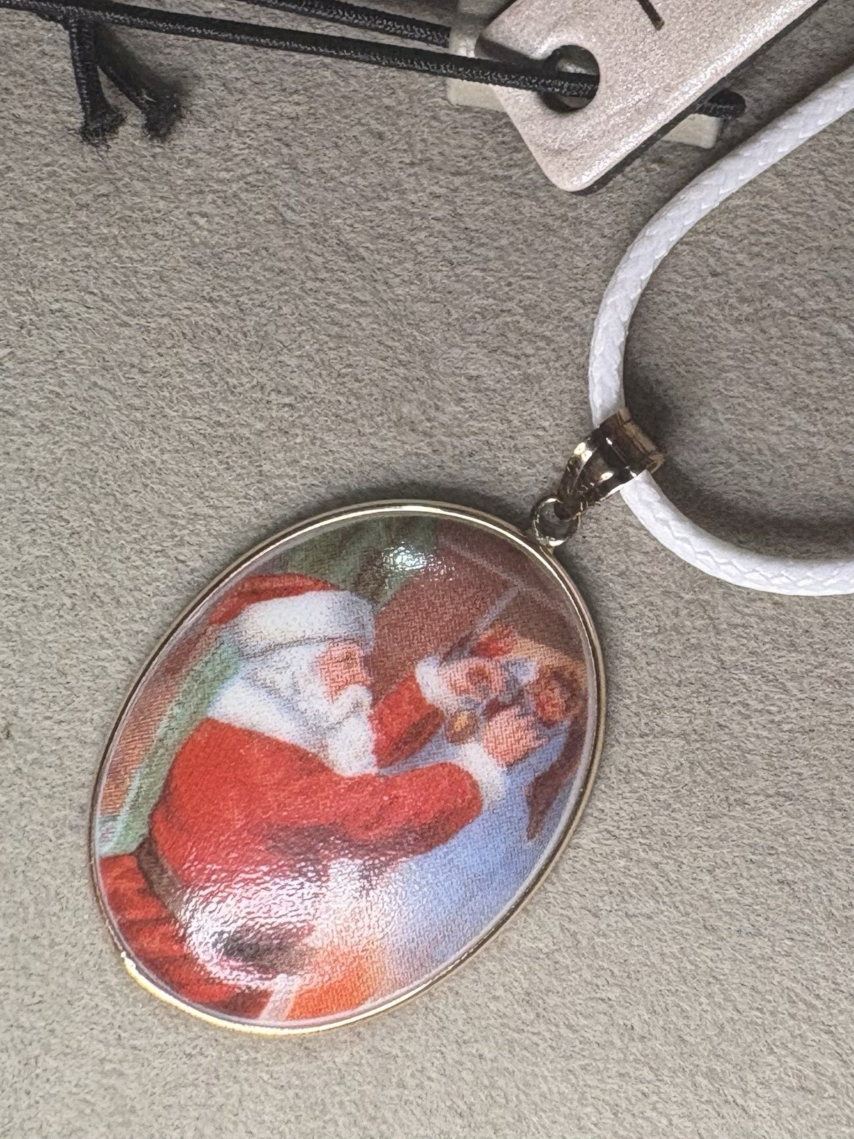 14K Yellow Gold Santa Pendant Night Before Christmas Quote 34mm 2.8mmB 3.0G MC