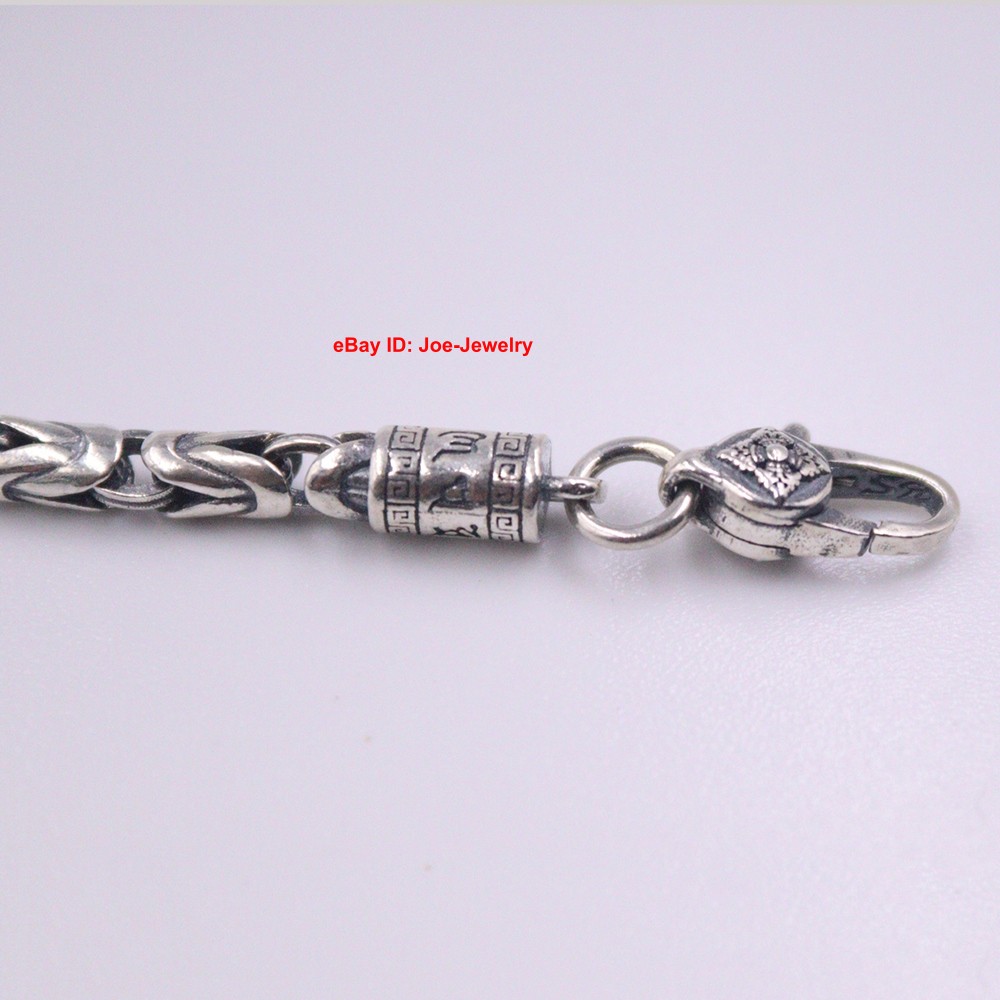 Real 925 Sterling Silver Bracelet 4mm Byzantine Link Men’s Chain 8.26inch