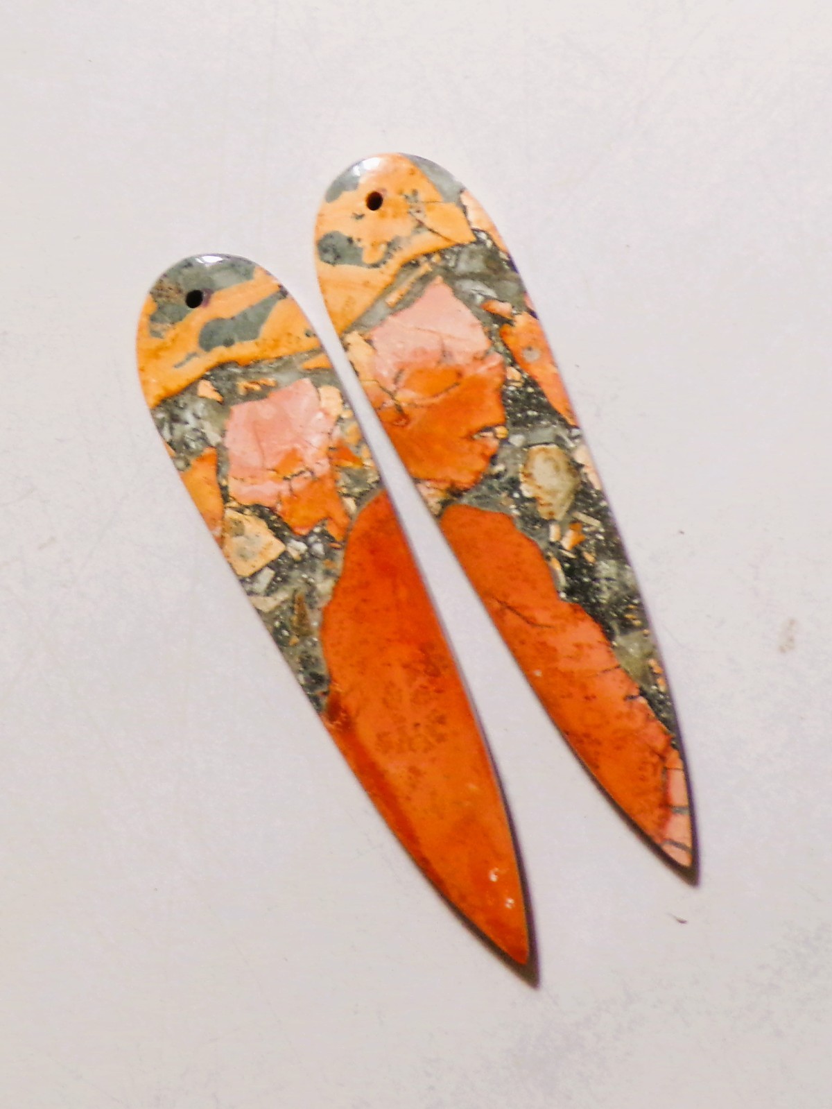 59.00 Cts Natural Maligano Jasper Drilled Cabochon Match Pair 58X14MM DE-75