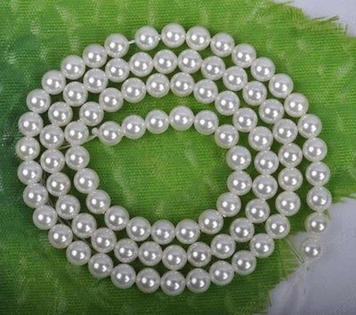 White Mother Shell Pearl Beads 6mm 8mm 10mm 12mm 14mm 16mm 18mm 20mm 15″