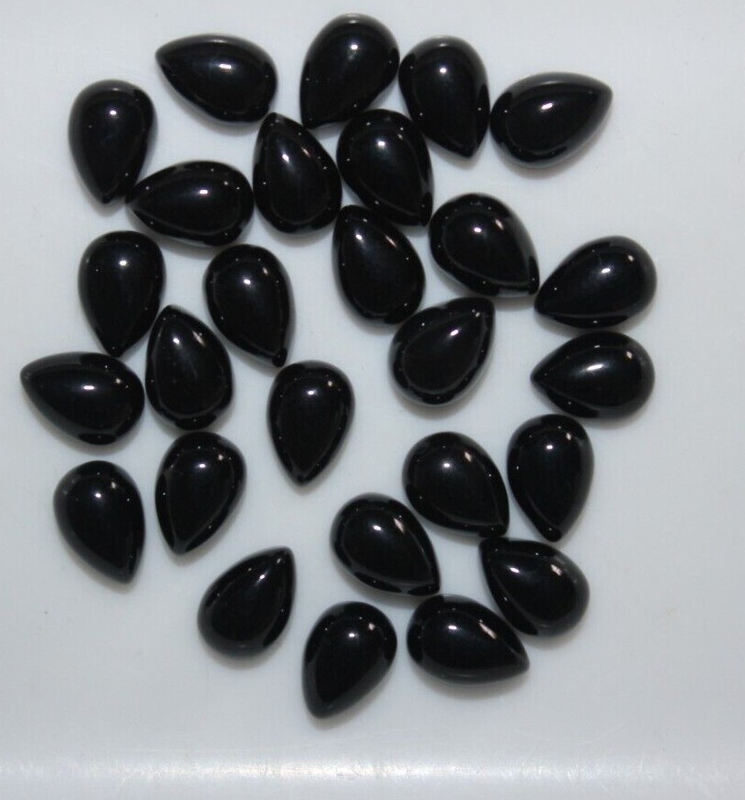 Black Onyx 6x4mm, 7x5mm, 8x5mm, 9x6mm Flat Back Pear Cabochon Loose Gemstone(s)