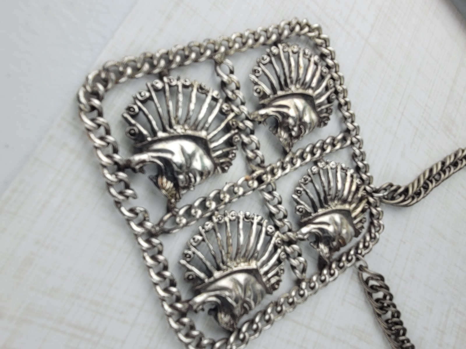 RARE MCM Tortolani Lion Pendant Choker Necklace 17″ EXTRA LARGE PENDANT 5″ READ