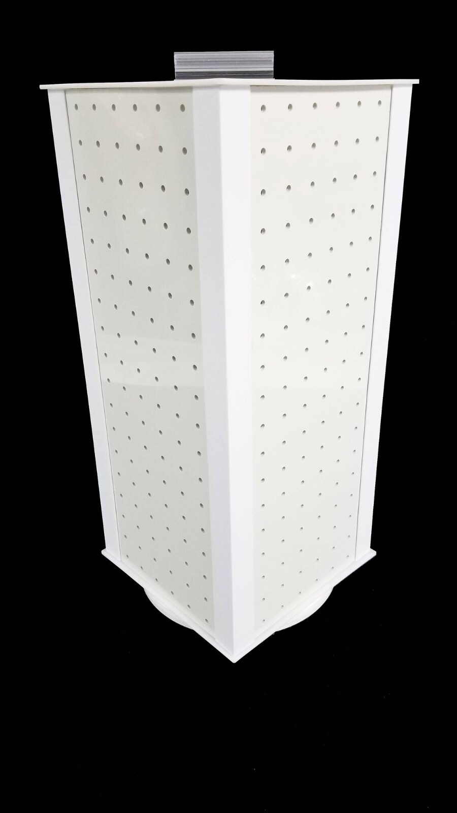 All White 4-sided Revolving Pegboard Countertop Display (19 x 8.5 Inches)