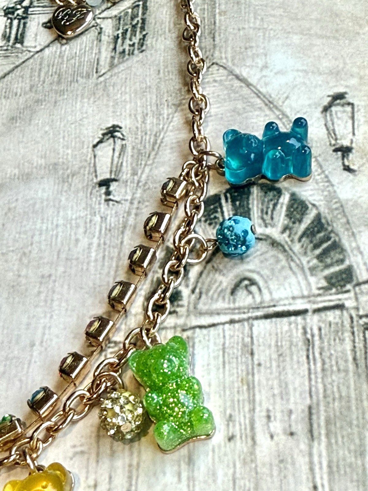 ✨🐻 Betsey Johnson Gummy Bear Rainbow Rhinestone Necklace