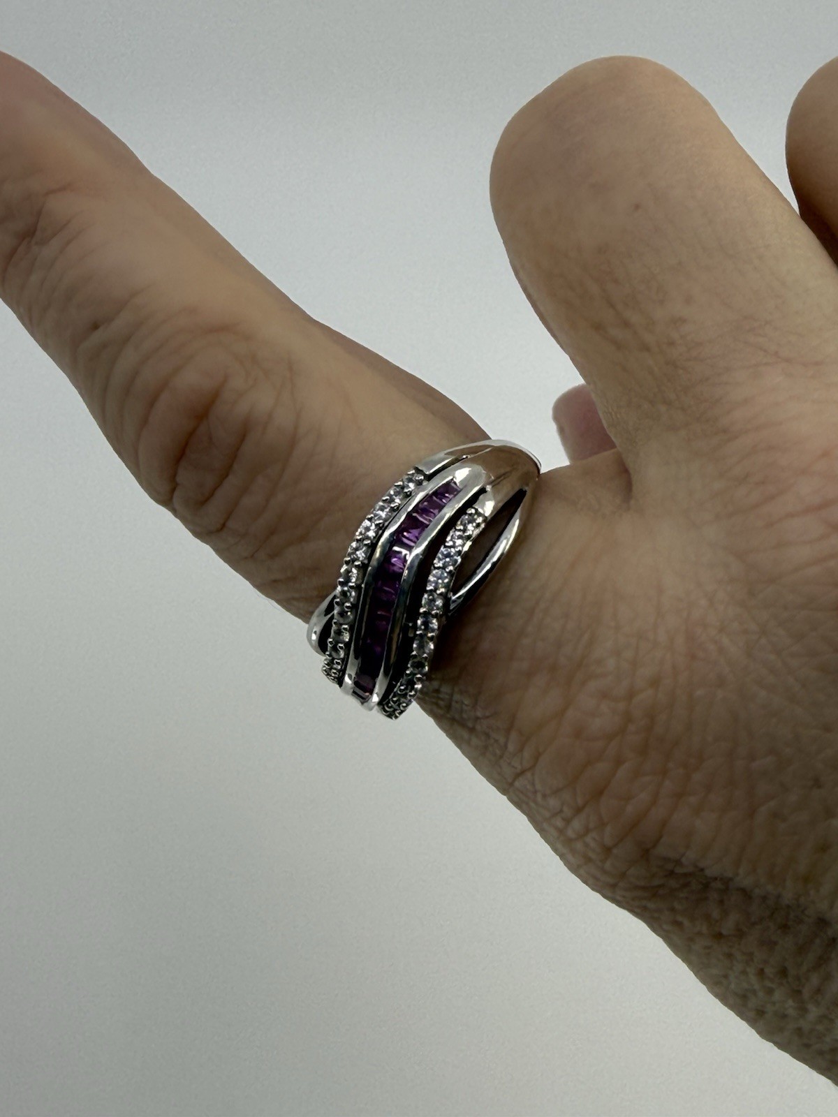 SUN Sterling Silver w/ Pink Sapphire Stones Ring – 5.46g – Size 10.25
